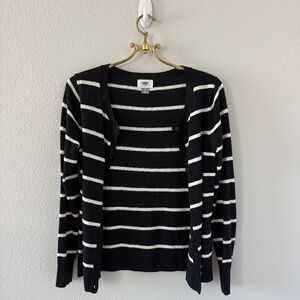 Black and White Striped Cardigan